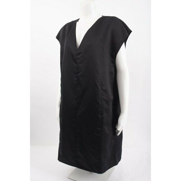Massimo Dutti Womens Shift Dress M Black Knee Length Short Sleeve 6600/510 NWT - Picture 3 of 7